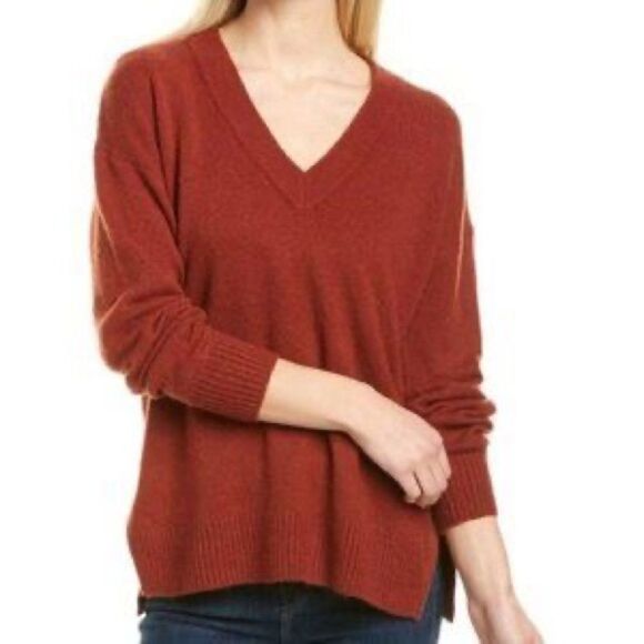 Madewell Burnt Orange Relaxed V-Neck Sweater - Women’s S - Picture 1 of 8